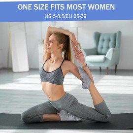 Ultrafun 6 Pairs Grip Pilates Socks for Women Non Slip Yoga Socks for Barre Ballet Barefoot Workout Hospital (US, Alpha, One Size, Regular, Regular, 6Pairs-White)