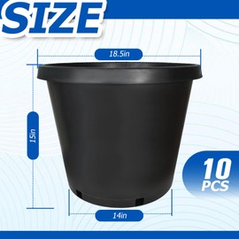 TINVHY 10-Pack 15 Gallon Premium Black Nursery Pot Plant Container Garden Planter Pots (15 Gallon)