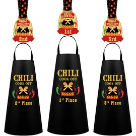 Liitrsh 6 Pcs Chili Cook off Apron Chili Cook off Medals Chili Cook off Prizes 1st/ 2nd/ 3rd Place Chili Cook off Decorations for Men Woman Family Friends