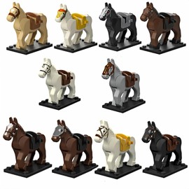 Military Medieval Battlehorse Building Blocks Kit, 10 Pieces Custom War Horse Kit for Mini Figures, Compatible with Building Blocks from Major Brands