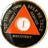 1 Year AA Medallion Orange Black Tri-Plate Sobriety Chip Serenity