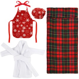 Doll Accessories Christmas Elves, Clothing Dresses for Elf, Christmas Elf Clothing, Christmas Elf Sleeping Bag, Elf Dolls Bathrobe, Apron, Chef's Hat, for Christmas Decoration