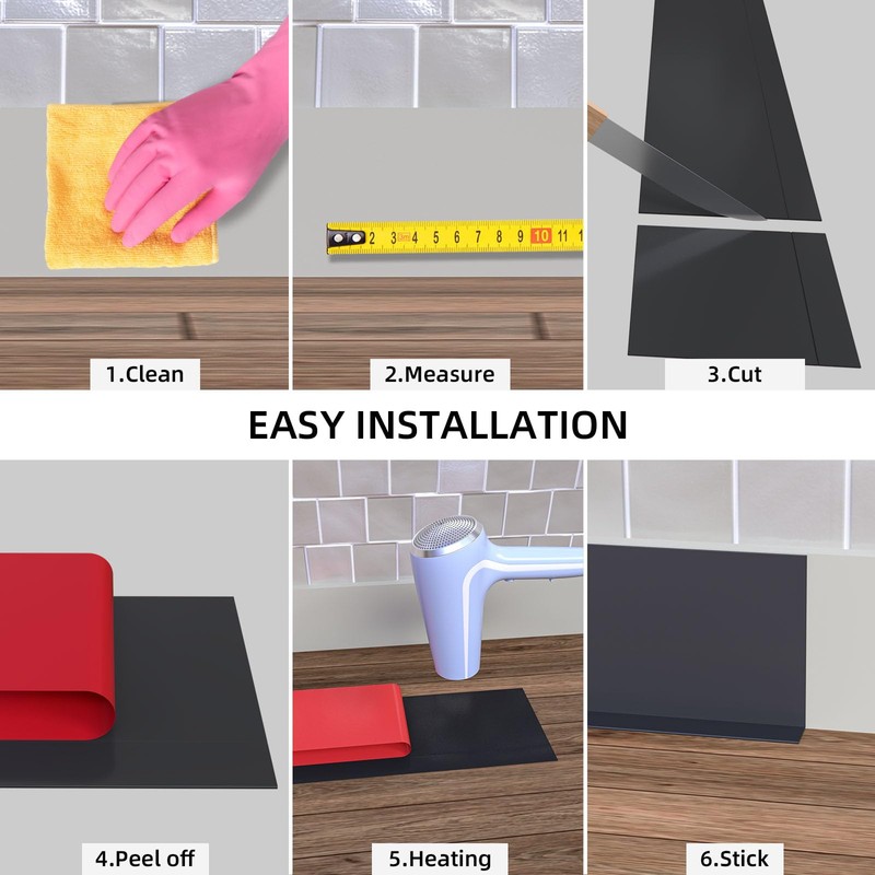 Jaspond Flexible Vinyl Wall Base Baseboard Molding Trim, 5 Inch