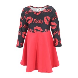 Unique Baby Girls Valentines Day Kisses Lips Tutu Dress (4Y, Red)