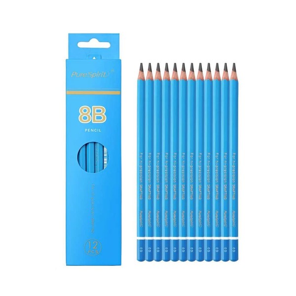 HAIHAOMUM Sketch Pencils for Drawing 8B, 12pcs Professional Art Drawing