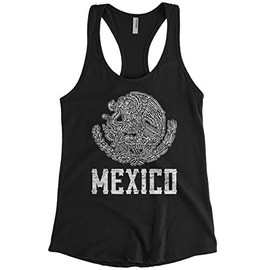 Women's Mexican Eagle Coat of Arms Mexico Racerback Tank Top (Black, X-Large)