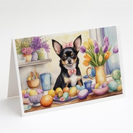 Caroline's Treasures DAC6787GCA7P Decorating Easter Chihuahua Greeting Cards Pack of 8 Blank Cards with Envelopes Whimsical A7 Size 5x7 Blank Note Cards