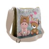 Ambesonne Colorful Messenger Bag, Teddy Bear Butterflies, Unisex Cross-body