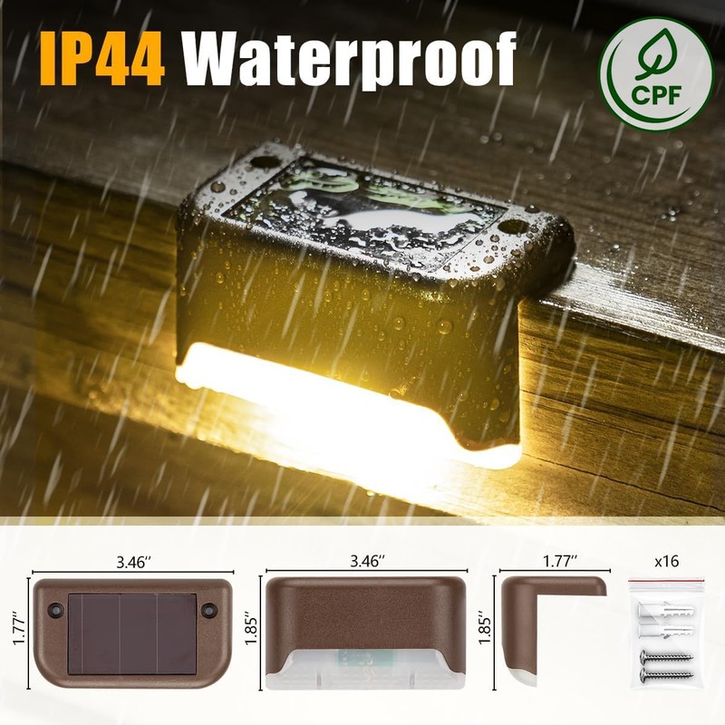 SOLPEX Solar Deck Lights Outdoor, Waterproof Led Lights for Outdoor