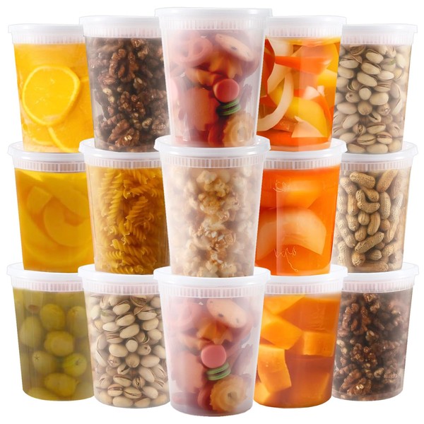 Xvvirnt 50 Pack Plastic Deli Containers with Lids,32 oz Food