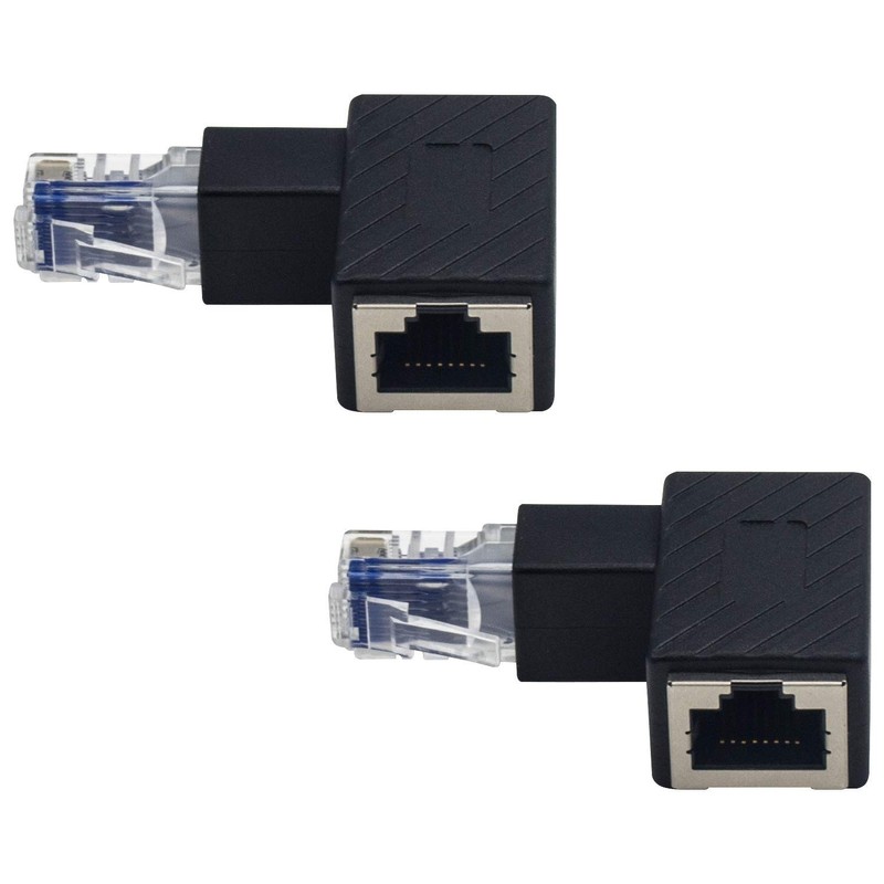 Duttek Adaptador Ethernet de 90 grados, adaptador extensor Ethernet RJ45