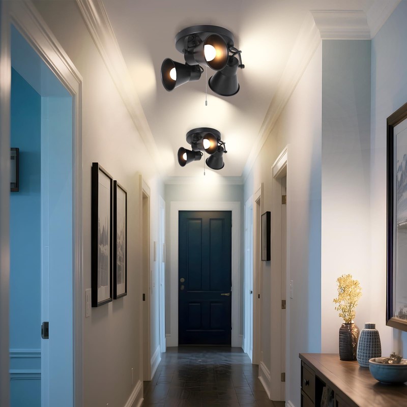 KEESFU Adjustable 3-Light Track Lighting with Pull Chain Switch, Modern