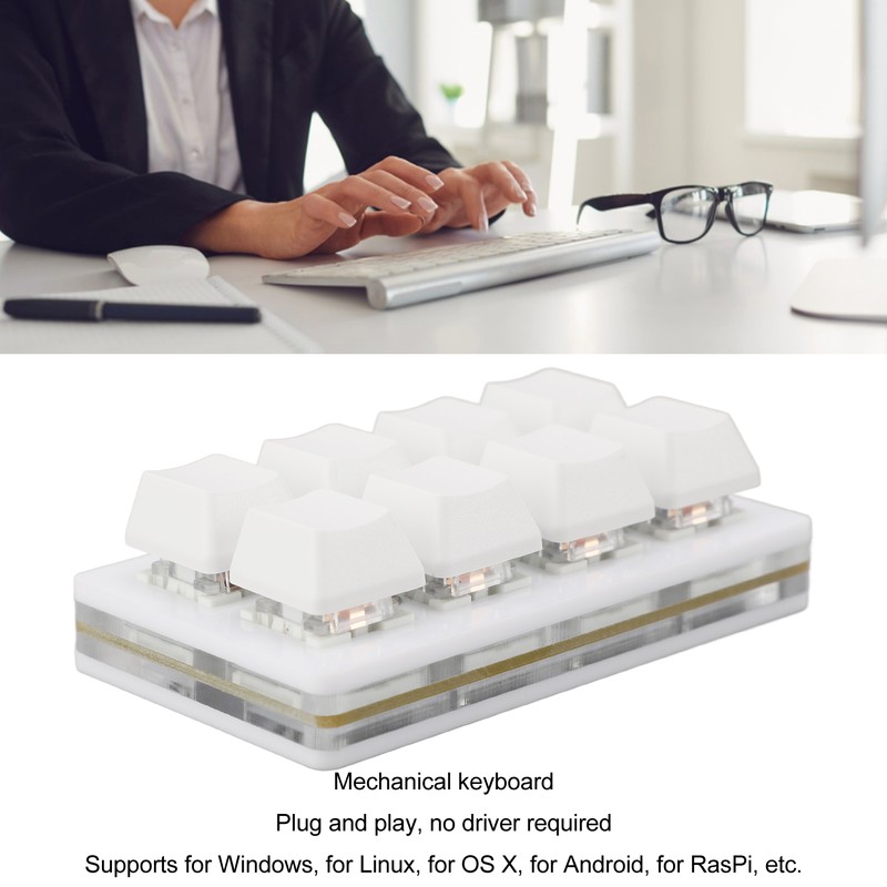 8 Key Keyboard Blue Switch Hot Swappable Copy Paste Shortcuts