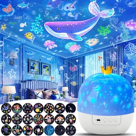 21 Sets of Films, Night Light for Kids Bedroom, Star Galaxy Projector for Kids, Planetarium Projector Night Lights for Girls with 360° Rotating, Birthday, Christmas, Gifts, Ceiling, Room Decor