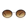 Pimp Rhinestone Frame Oval Rimless Metal Rim Sunglasses Gold Brown