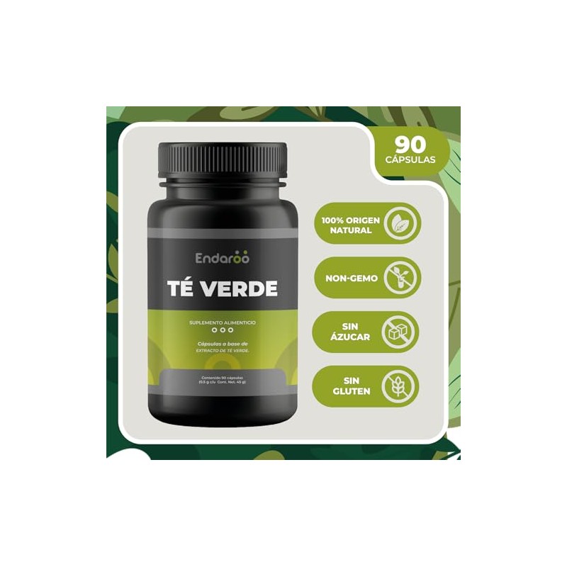Té Verde, 90 Cápsulas, Suplemento Natural para Energía y Control