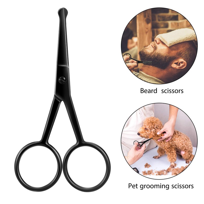 Mudder 3 Pieces Nose Hair Scissors Rounded Tip Scissors Facial