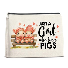 YeleY Pig Lover for - Pig for Pig Lovers - Pig Lover Makeup Bag for Daughter Teen Girl Sister - Just a Girl Who Loves Pigs Cosmetic Makeup Bag Zipper Pouch