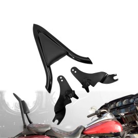 HCMOTORKU 16" Black Passenger Backrest Sissy Bar For Harley Touring Road King Glide 09-23