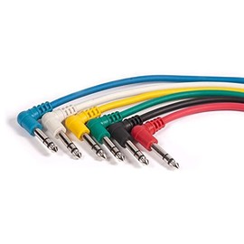 Set of 6x Right Angle 1/4" TRS Coloured Patch Cables - Right Angle - 30cm