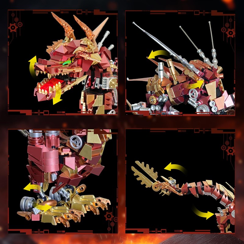 QwlJYfv Mechanical Dragon Building Set for Adults,Animal Dragon Model for