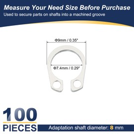 PATIKIL 9mm OD External Retaining Rings, 100 Pcs C-Clip Retaining Shaft Snap Rings 304 Stainless Steel External Circlip for Automobile Valve Equipment Bearings