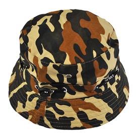 LOCOMO Men Women Camouflage Camo Bucket Hat Pattern Camping Hiking Fishing Outdoor Sun Boonie Cap, Khaki
