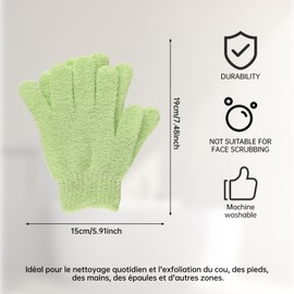 3 Pair Shower Gloves Exfoliating, Deep Clean Body Exfoliator Scrub, Dead Skin Remover Shower Body Scrub Gloves for Shower, Spa, Massage and Dead Skin Cell Remover Loofah - Green,Blue,Pink