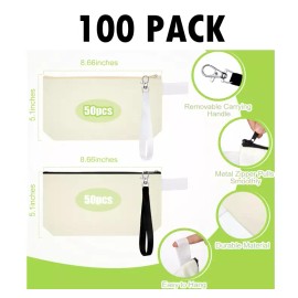 GeJoy 100 PACK! Blank Canvas Cosmetic Bags, Bulk Lot Heat Transfer Sublimation Makeup