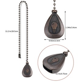 4 Pcs Ceiling Fan Pull Chains Light Pull Extension Chains with 11.2 Inch Chains for Ceiling Fans Lamps, Black Copper