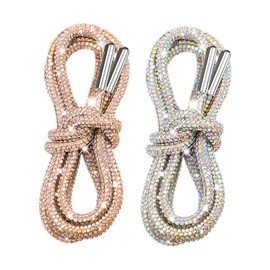 Aomhrek 2 Pcs Glitter Shoe Laces, 120cm Rhinestone Glitter String, 4.5 Mm Round Diamond Replacement Tube Rope, Drill Rope For Diy Accessories, Clothing Accessories and Jewelry Diy (Mixed color)