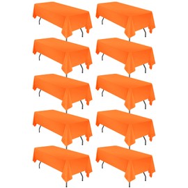 10 Pack 60 x 102 Inch Tablecloth, Orange Tablecloth for 6 Feet Rectangle Tables, Stain and Wrinkle Resistant Washable Fabric Table Cloth for Wedding Party Dining Table Buffet Parties Camping