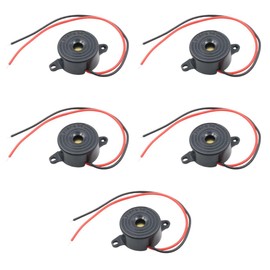 Winova Electronic Buzzer Continuous Sound Buzzer Sound Buzzer Piezoelectric Buzzer Sounder Browser Black DC 3V-24V 85dB 5pcs