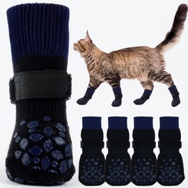PUMYPOREITY 2 Pairs Anti Scratch Socks for Cats, Soft Paw Bandage for Cat Breathable Socks Paws Stop Licking Daily Paw Protection(Black, 2XS)