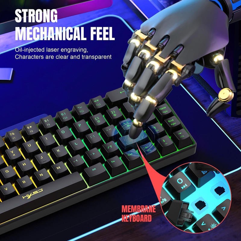 Wired K68 RGB Streamer Mini Gaming Keyboard Membrane Keyboard But