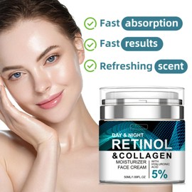 Retinol-Feuchtigkeitscreme, Anti-Aging-Gesichtscreme, Retinol-Kollagen-Creme für das Gesicht mit 5% Hyaluronsäure, Gesichtscreme für Frauen, Anti-Falten-Gesichtscreme, Retinolcreme, 50ml