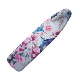 Hinthetall Hummingbird Floral Ironing Board Cover Elastic Edge, Heavy Duty Iron Pad Covers Standard Boards Lightweight Full Size Scorch Resistant Padding