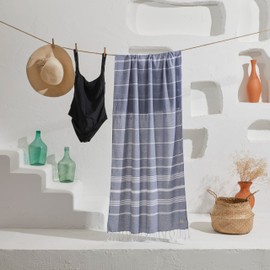 Yazz Turkish Cotton Beach Towels Oversized | 39x71 Inch | Cotton Beach Towels Oversized | Pool Towels | Beach Waterproof Turkish Cotton Beach Towel (Indigo)