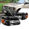 [4Pcs-Set] Headlights Assembly+Corner Lamps Compatible with Ford Explorer 95-01,Black Housing/Amber