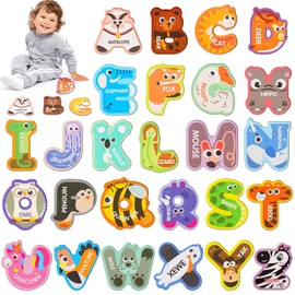Magnetic Letters, Fridge Alphabet Magnets ABC for Toddlers 1-3, 26 PCS Cute Animal Uppercase Refrigerator Toys, Preschool Spelling Learning Games, Ideal Educational Gift for Kids 2 4 5 Years Old