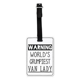 Gift Base Warning World's Grumpiest Van Lady Visual Luggage Tag with Black Strap