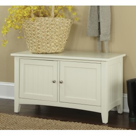 Shaker Cottage Storage Bench/Cabinet with 2 Doors, Ivory