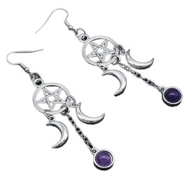 Pentagram Moon Earring Set for Women, Perfect for Any Occasion - Color: Opalite