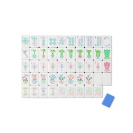 New Tortoiseshell White Lotus 160 Pieces Set Luxury Acrylic Engraved Custom Sunday Travel Set American Mahjong TilesColor: Sky Blue Moonlight