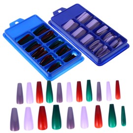 OHPHCALL 2 Box wearing nail clippers Coffin Nail Tips artificial nails straight full cover Press on Fake Nail? nail art decoration Colorful Long False do it yourself abs manicure