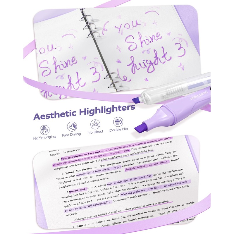 Four Candies Purple Stationery Set Gel Ink Pens, Correction Tape,