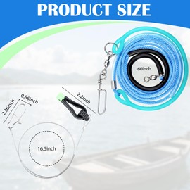 JolliLudo 2 Pcs 30''/60'' Fishing Downrigger Weight Snubber with 2 Release Snap Weights Clips for Inshore Fishing Drift Deflector Weighting Kite Trolling(60 Inches)