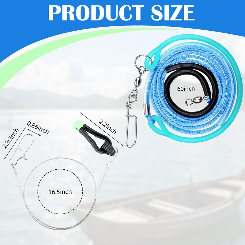 JolliLudo 2 Pcs 30''/60'' Fishing Downrigger Weight Snubber with 2