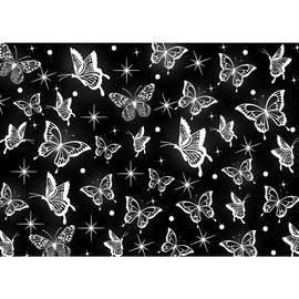 Early 2000s Black Glitter Butterfly Photography Backdrops Birthday Wedding Bridal Shower Party Decorations Banner Photo Booth Props (8x6ft)