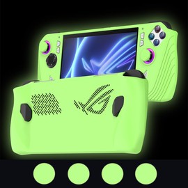 Silicone Protective Case for ASUS Rog Ally, Silicone Case Anti-Slip Shockproof Cover for ASUS Rog Ally Gaming Console with Non-Slip Thumb Grips (Glow Green)